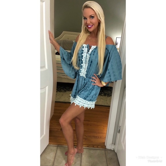 🛍LAST 1! Relaxed Fit Crochet/Tie Dye Romper! - Picture 3 of 4